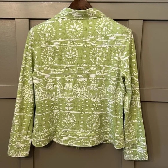 Clara Sun Woo Aztec Tribal Printed Jacket Green White Full Zip Cotton Size Large - Picture 11 of 14